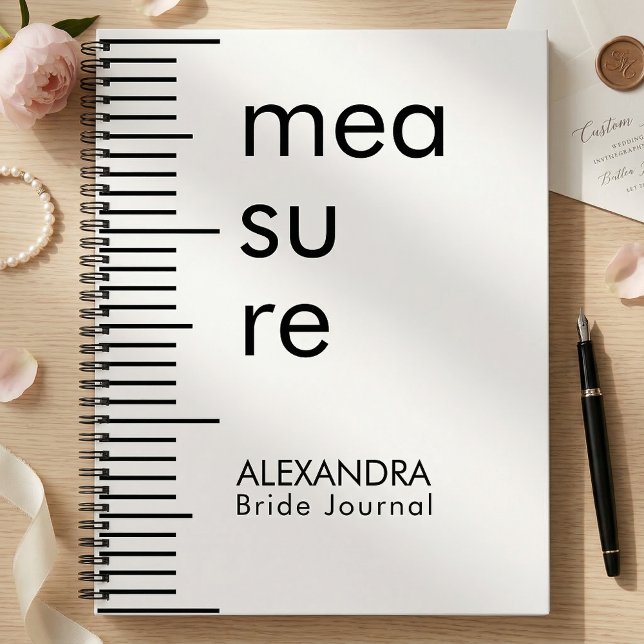 Modern Black White Measure Bride Wedding  Notebook (Creator Uploaded)