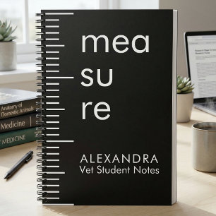 Modern Black White Measure Vet Student Notes Notebook