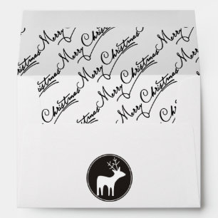 Modern black, white Merry Christmas & deer holiday Envelopes