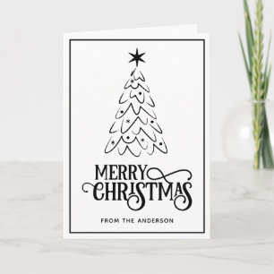 Modern Black & White Merry Christmas Holiday  Card