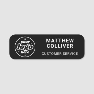Modern Black White Minimal Corporate Name Tag