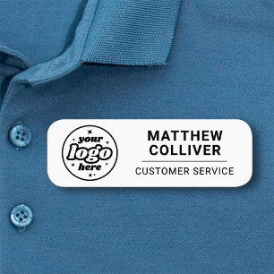 Modern Black White Minimal Corporate Name Tag