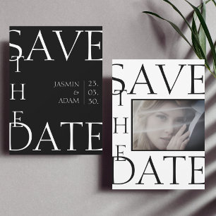 Modern Black White Minimal Photo Wedding Save The Date