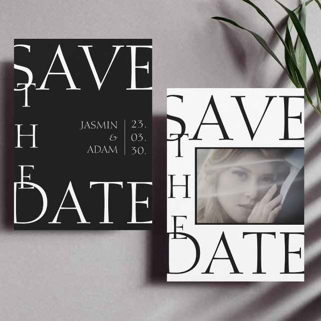 Modern Black White Minimal Photo Wedding Save The Date (Creator Uploaded)