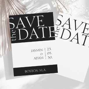Modern Black White Minimal Typography Wedding Save The Date