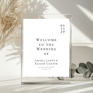 Modern Black &  White Minimal Wedding Welcome Sign