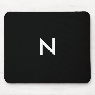Modern Black White Minimalist Monogram Initial Mouse Pad