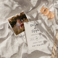 Modern Black & White Minimalist Photo Boho Wedding