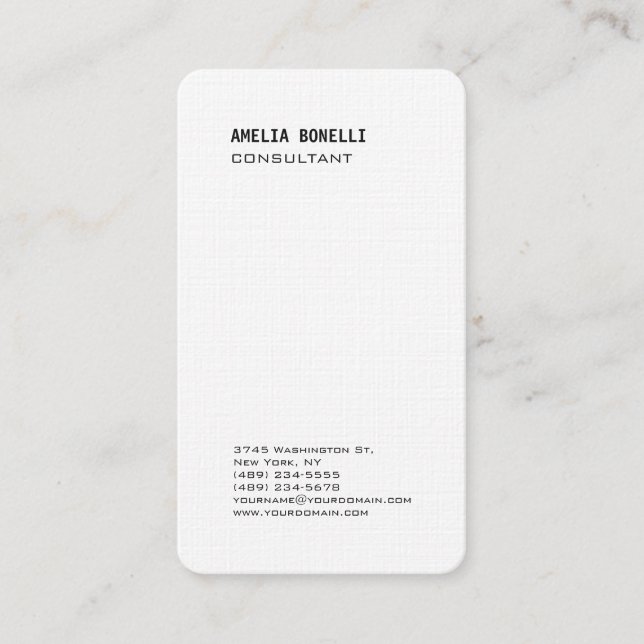Modern Black White Minimalist Professional Business Card (Front)