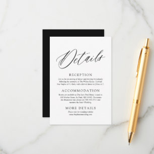 Modern Black & White Minimalist Wedding Details Enclosure Card