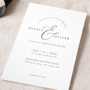 Modern Black & White Minimalist Wedding Invitation