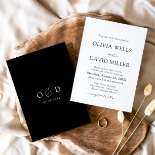 Modern Black & White Minimalist Wedding Invitation