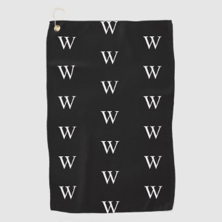 Modern black &white monogram initial golf towel