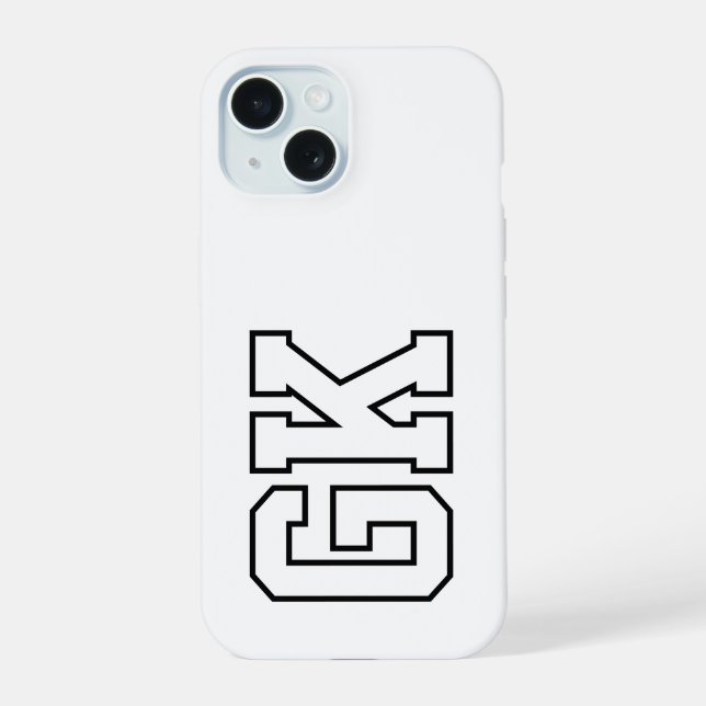 Modern Black White Monogram Initials iPhone 15 Case (Back)