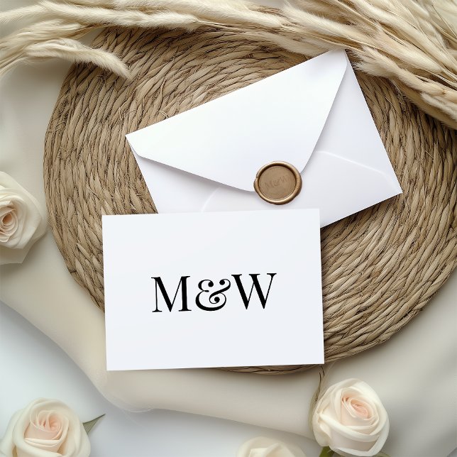 Modern Black & White Monogram Initials Wedding Invitation (Creator Uploaded)