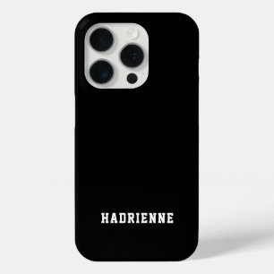 Modern Black White Monogram Name iPhone 15 Pro Case