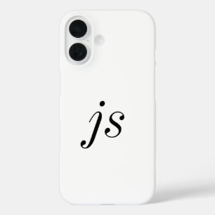 Modern Black White Monogram Name iPhone 16 Case