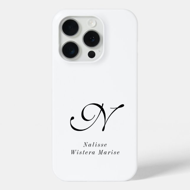Modern Black White Monogram Name Case-Mate iPhone Case (Back)