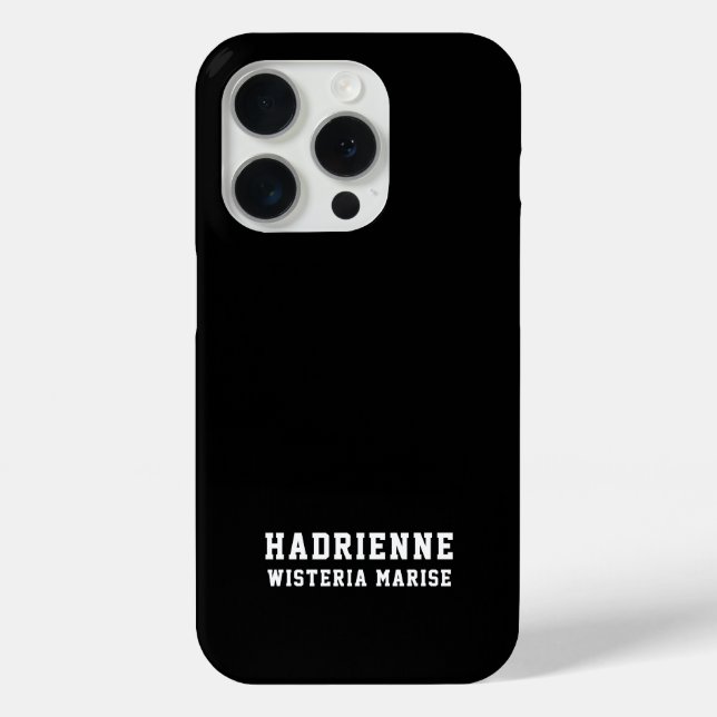 Modern Black White Monogram Name Case-Mate iPhone Case (Back)