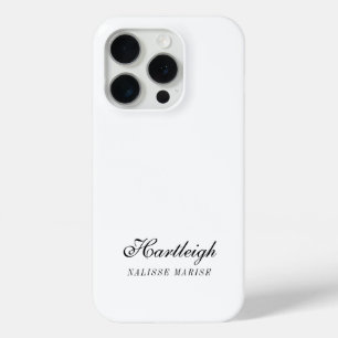 Modern Black White Monogram Name iPhone 15 Pro Case
