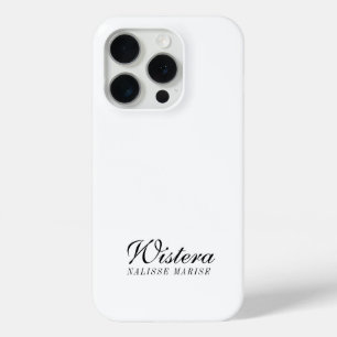Modern Black White Monogram Name iPhone 15 Pro Case