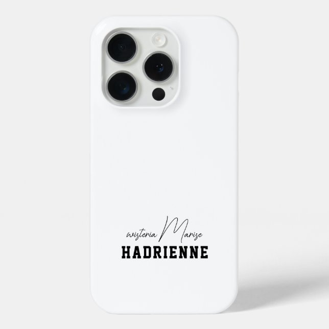 Modern Black White Monogram Name Case-Mate iPhone Case (Back)