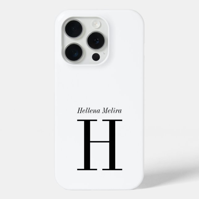 Modern Black White Monogram Name Case-Mate iPhone Case (Back)