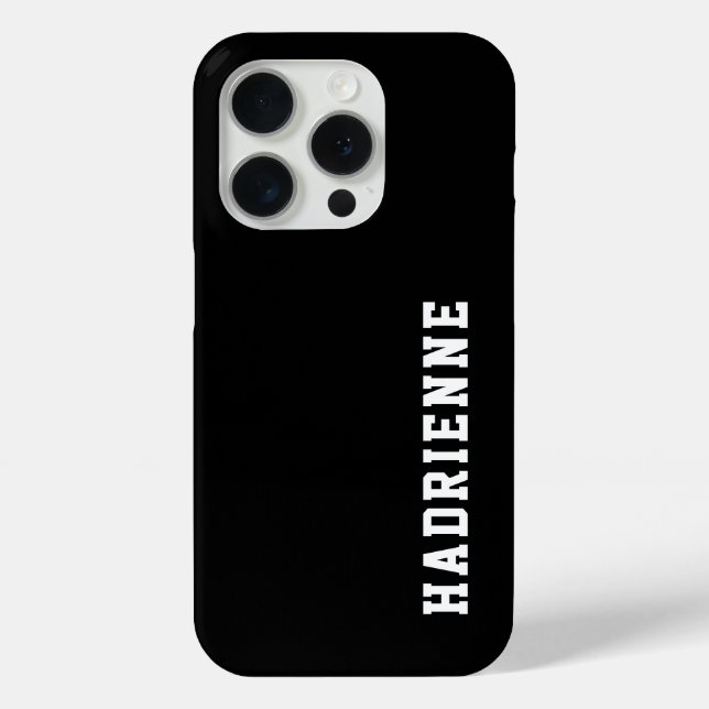 Modern Black White Monogram Name Case-Mate iPhone Case (Back)