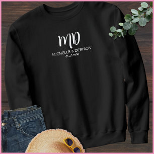 Modern Black & White Monogram Name Husband Sweatshirt