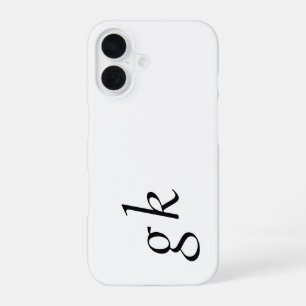 Modern Black White Monogram Name iPhone 16 Case