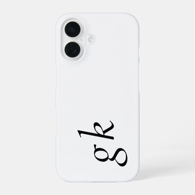 Modern Black White Monogram Name iPhone 16 Case (Back)