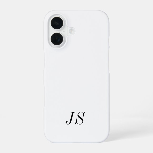 Modern Black White Monogram Name iPhone 16 Case (Back)