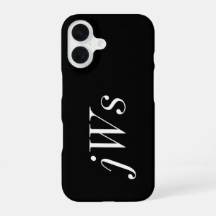 Modern Black White Monogram Name iPhone 16 Case