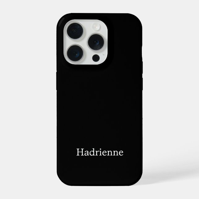 Modern Black White Monogram Name iPhone Case (Back)