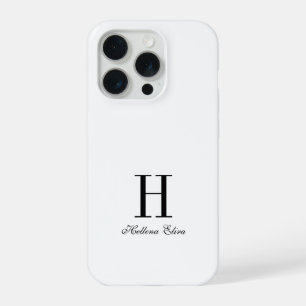 Modern Black White Monogram Name iPhone 15 Pro Case