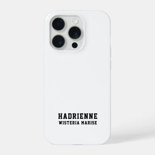 Modern Black White Monogram Name iPhone Case (Back)