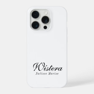 Modern Black White Monogram Name iPhone 15 Pro Case