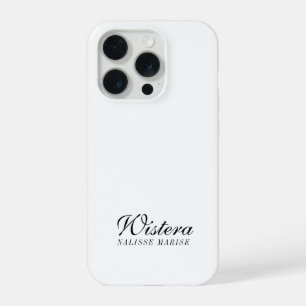 Modern Black White Monogram Name iPhone 15 Pro Case