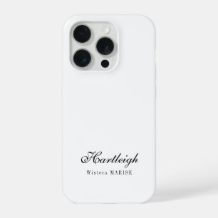 Modern Black White Monogram Name iPhone 15 Pro Case