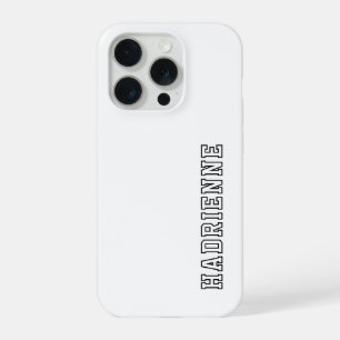 Modern Black White Monogram Outline Name iPhone 15 Pro Case
