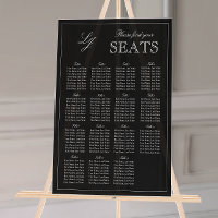 Modern Black & White Monogram Script Wedding Seat