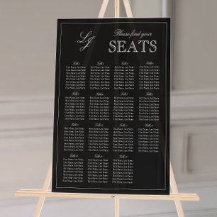 Modern Black & White Monogram Script Wedding Seat Acrylic Sign