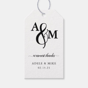 Modern Black & White Monogram Wedding Gift Tags
