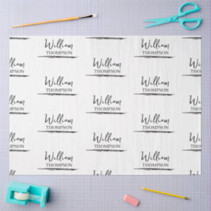 Modern Black & White Monogrammed Name Tissue Paper