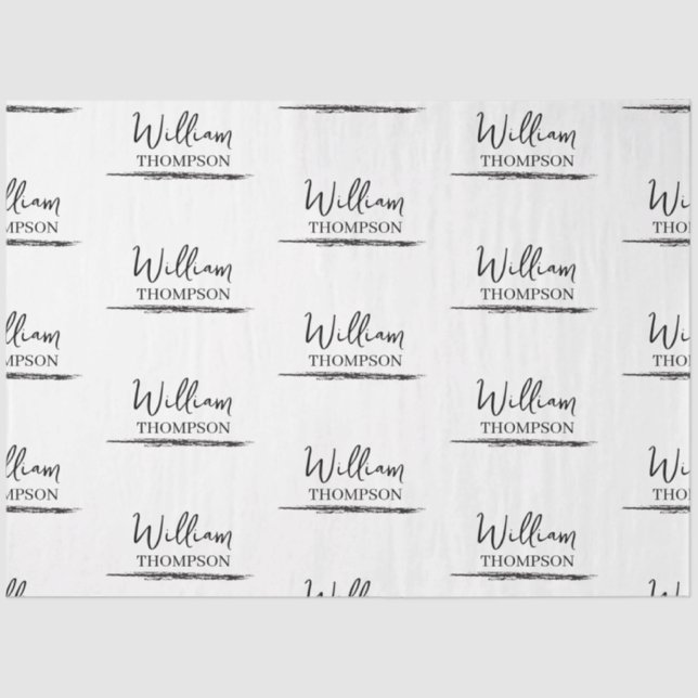 Modern Black & White Monogrammed Name Tissue Paper (Front)