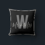 Modern Black White Mr Mrs Monogram Border Cushion<br><div class="desc">Add a personal touch to your space with this stylish home décor Modern Black and White Monogram Throw Pillow featuring a monogrammed initial and Mr & Mrs. Easily customisable to display your own name and initial,  it's the perfect blend of comfort and personalisation for your home!</div>