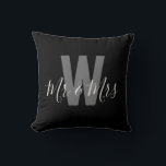 Modern Black White Mr Mrs Monogram Cushion<br><div class="desc">Add a personal touch to your space with this stylish home décor Modern Black and White Monogram Throw Pillow featuring a monogrammed initial and Mr & Mrs. Easily customisable to display your own name and initial,  it's the perfect blend of comfort and personalisation for your home!</div>