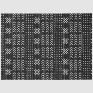 Modern Black White Mudcloth African Pattern Tissue Paper