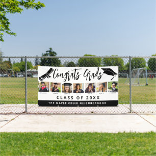 Modern Black White Neighbourhood Graduation 7 Phot Banner