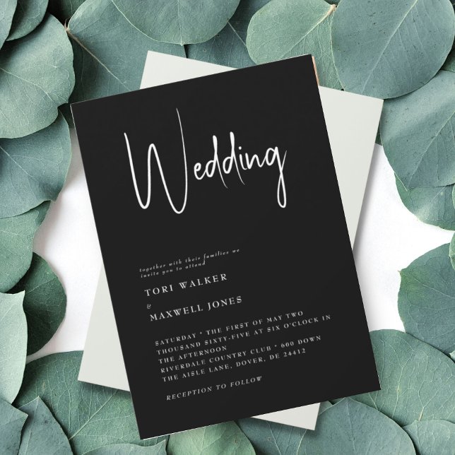 Modern Black & White No Parents Wedding Invitation (Creator Uploaded)